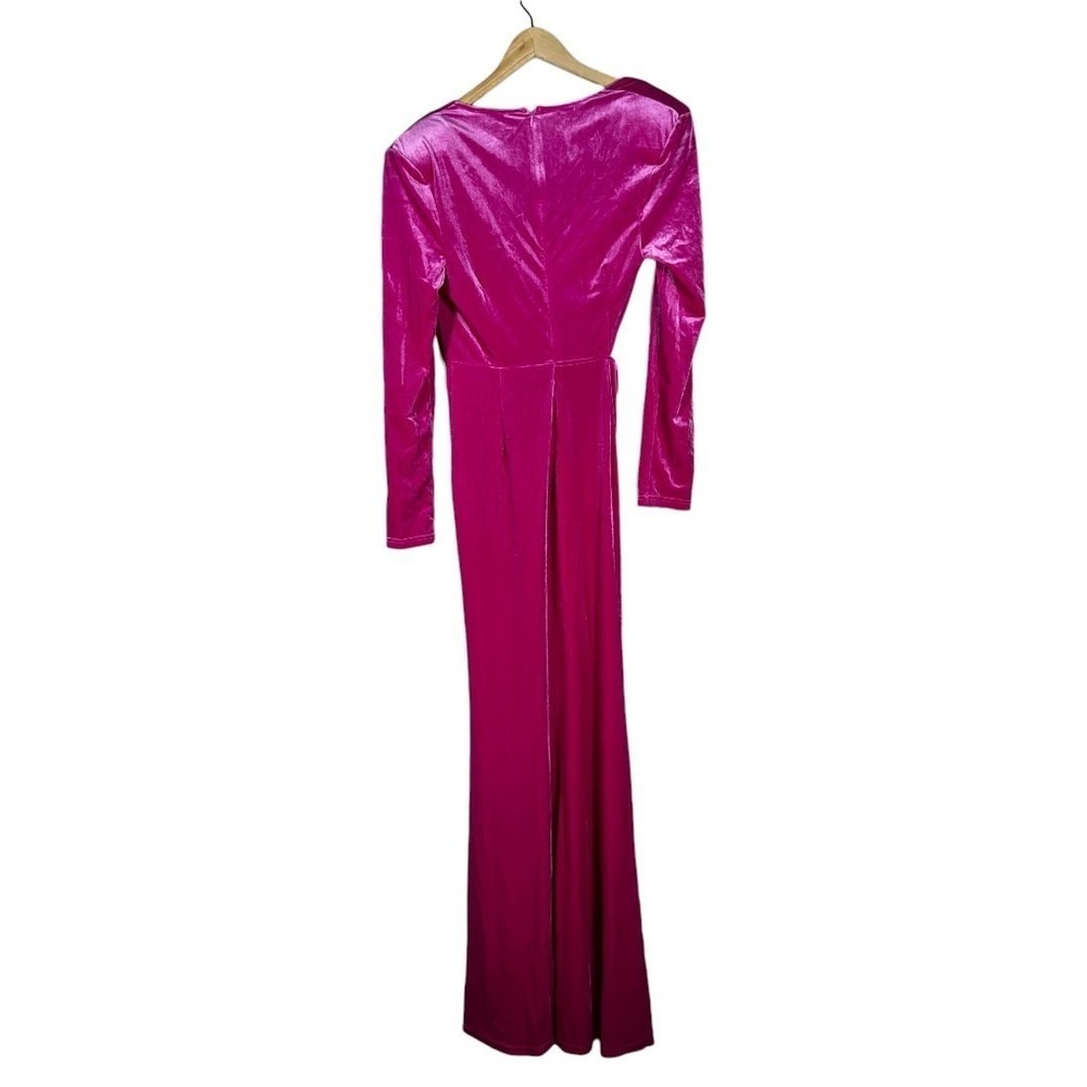 Faeriesty Velvet Sequin Cutout Maxi Dress Magenta Pink Glam Formal Gown Size XL - Picture 5 of 7